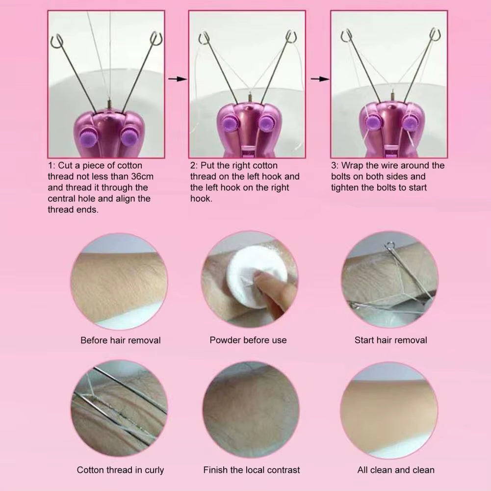 Professional Electric Hair Remover for Women - Facial & Body Epilator with Cotton Thread Technology, Ultimate Beauty Care Machine
